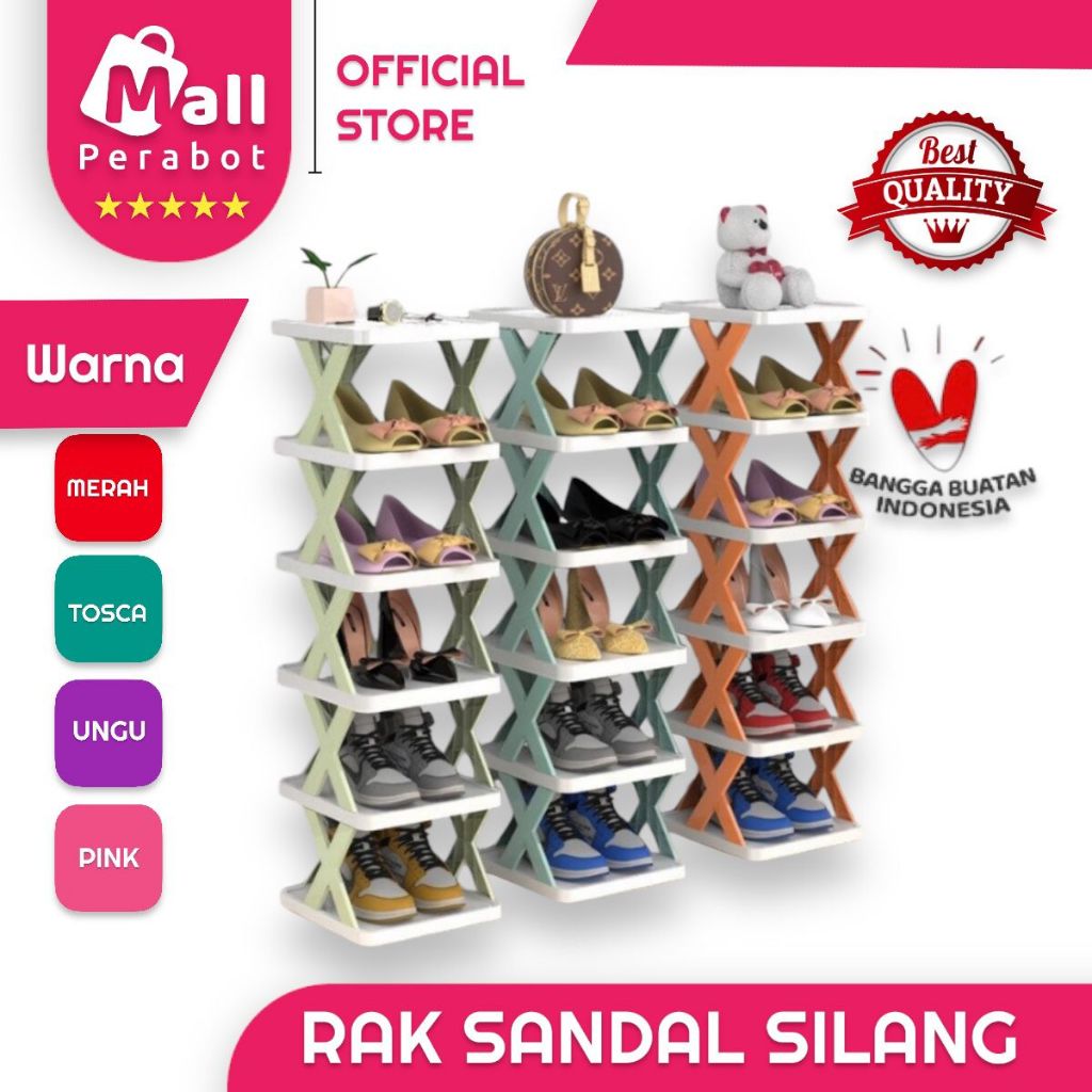 Jual Mall Perabot | Rak Sandal Hitam Serbaguna Model Silang Susun ...