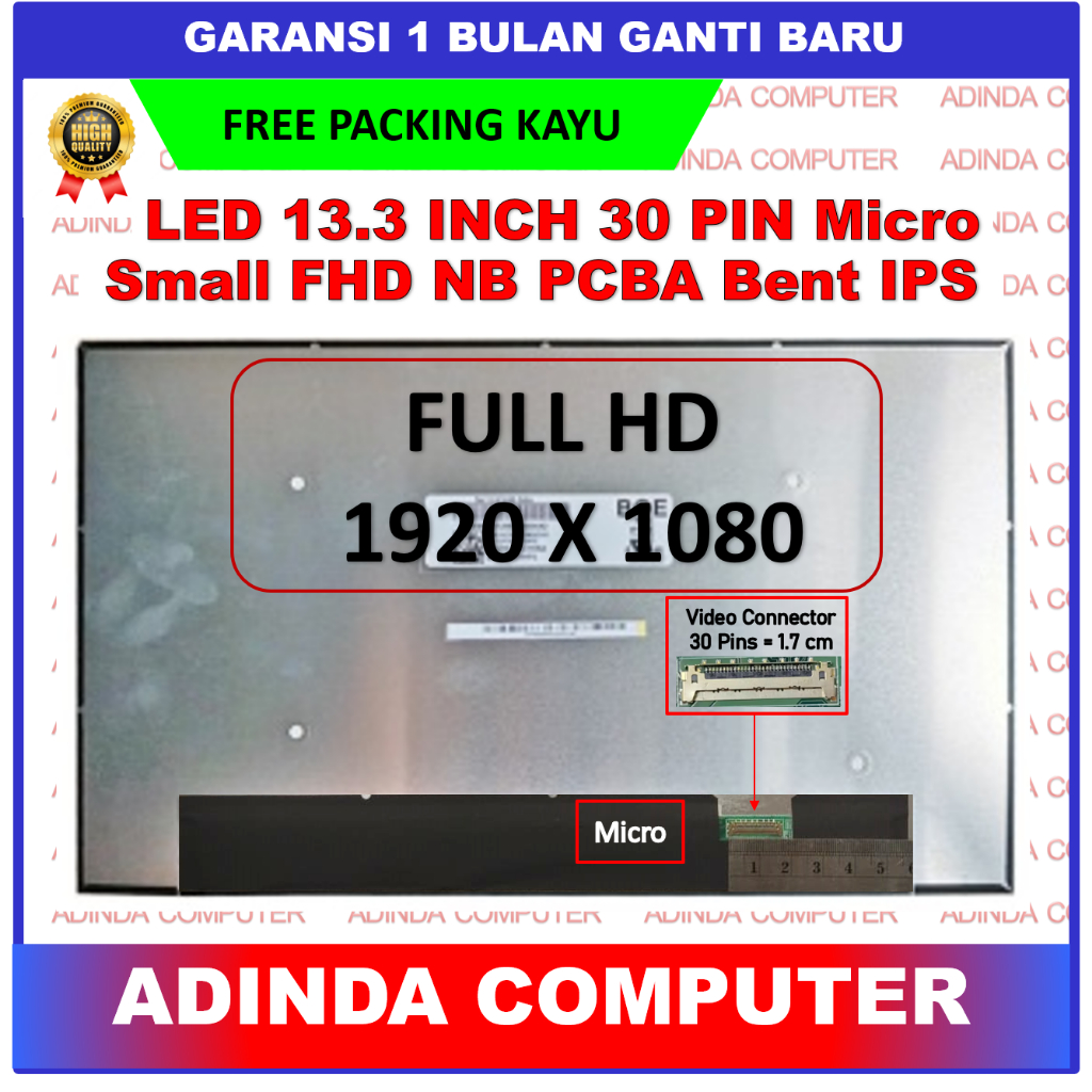 Écran LCD LED 13.3" Full HD Pour PC Portable - Compatible NV133FHM-N4A, 30 Broches, Neuf