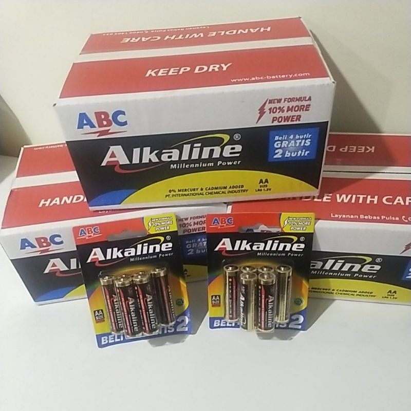 Jual batu baterai ABC alkaline AA isi 6 pcs / batre ABC alkaline A2 isi ...