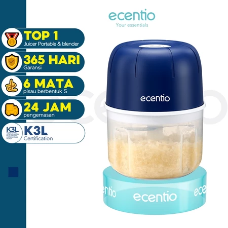 ecentio Mini Chopper Blender 6 pisau 250ml Portable Penggiling Bumbu Dapur Portable Penumbuk bawang biru gelap