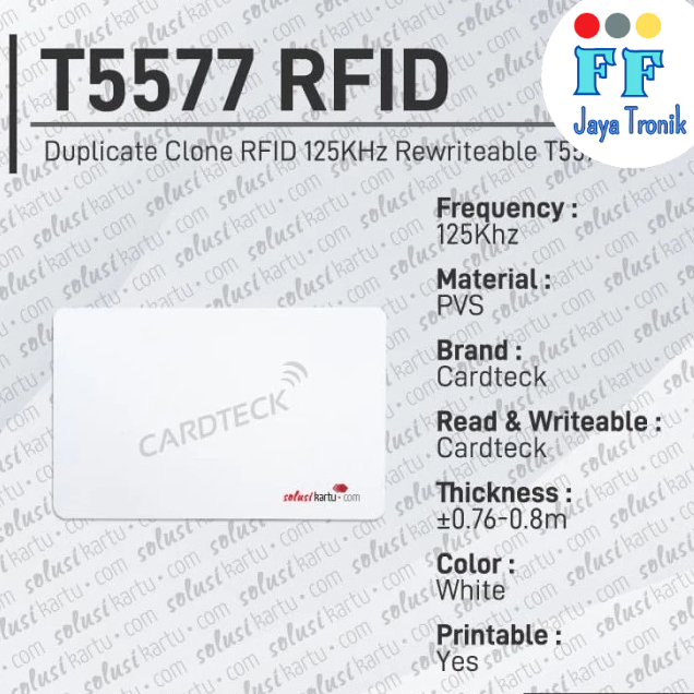 Jual T5577 Kartu Rfid Writable 125Khz Proximity Clone Rfid Premium ...