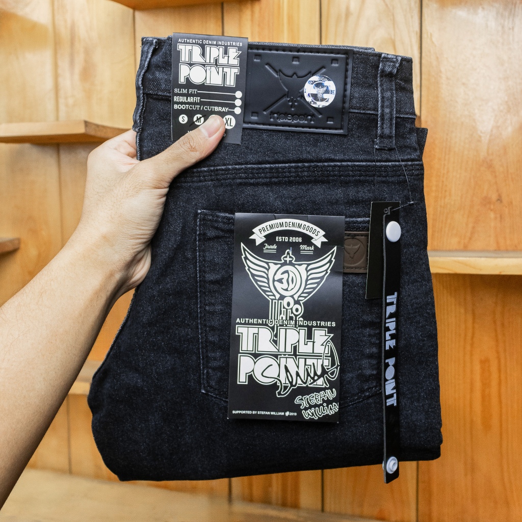 Jual Triple Point Jeans Original Slim Fit Stretch Abu Tua | Shopee ...