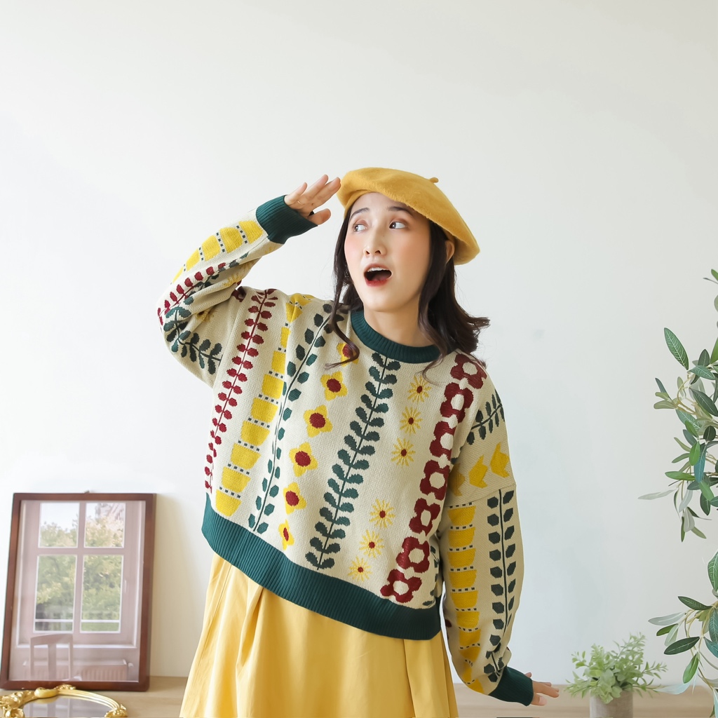 LEINWANDE Popcorn Tree Knitted Crop Top