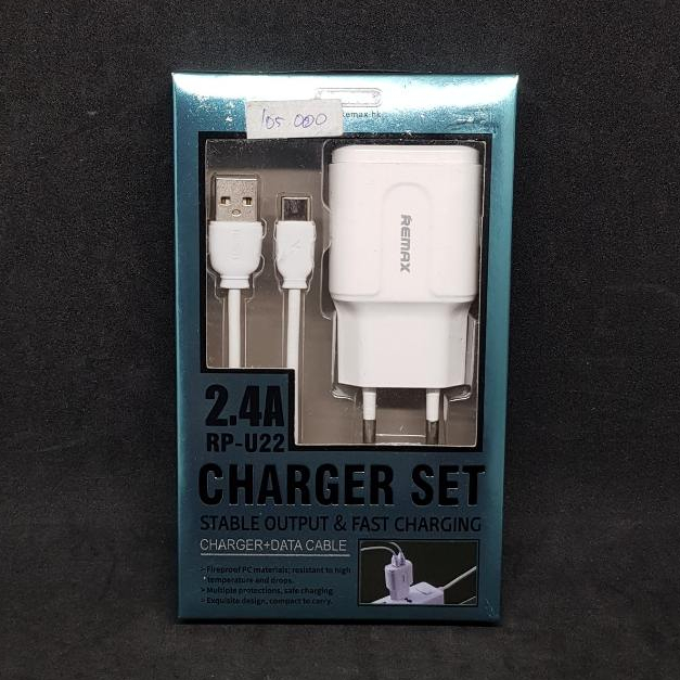Jual REMAX Charger Set Charger+Kabel Data Type C 2.4A RP-U22 Original ...