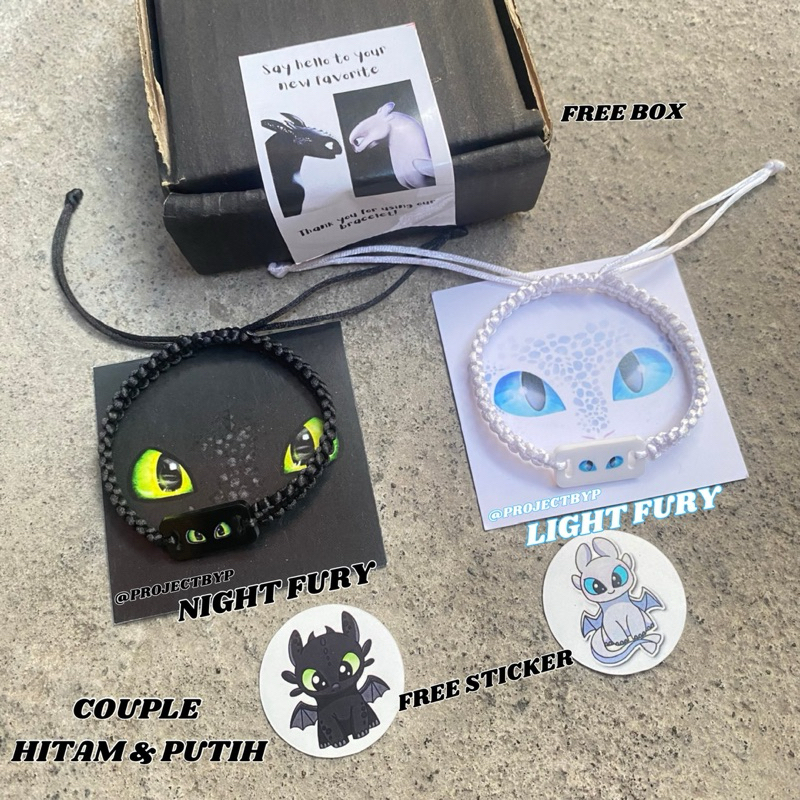 Jual Gelang Couple Rajut Dragon Light Fury & Night Fury Toothless Free ...