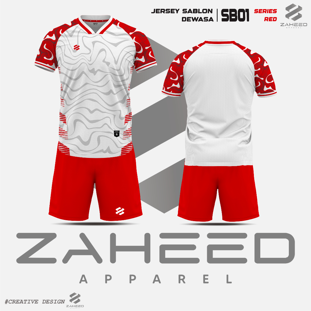 Jual ZAHEED APPAREL SETELAN JERSEY SABLON DEWASA | SB01 SERIES RED | UP ...