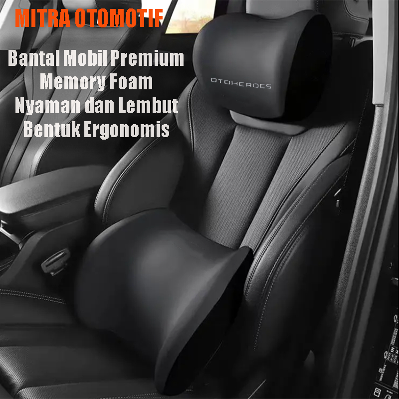 Bantal Mobil Mewah | Bantal Leher Mobil Ergonomis Memory Foam Car Headrest Pillow 1 Set Lebih murah