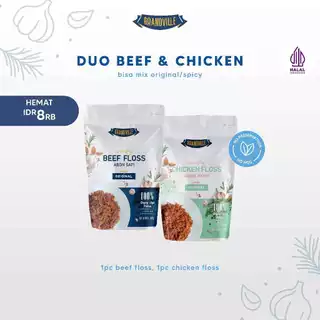 Grandville Abon Sapi & Ayam Crunchy Halal Duo Mix Pack - Aman untuk anak usia MPASI