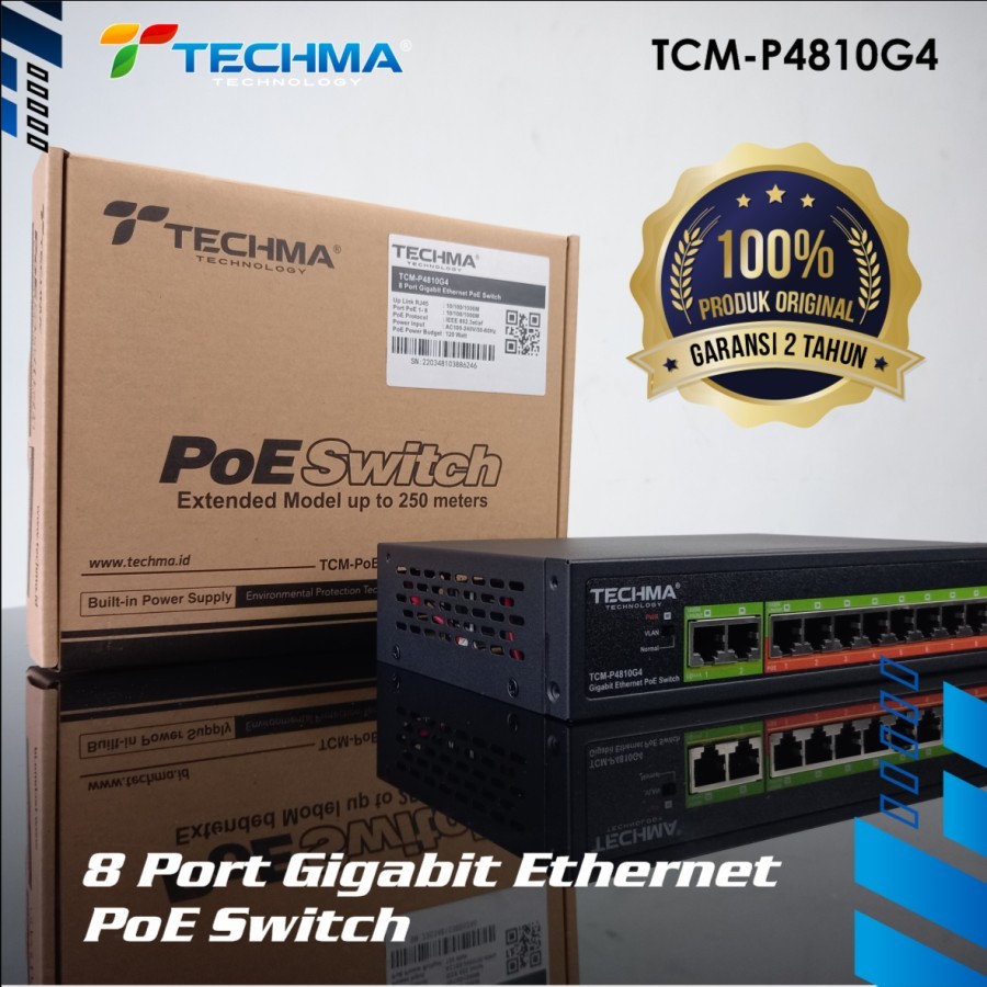 Jual TECHMA TCM-P4810G4 GIGABITE POE Switch 8PORT 1000Mbps 2 UPLINK ...