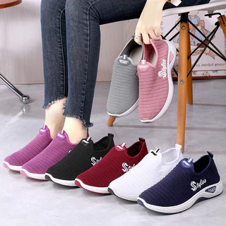 Veshop SEP106 (Tanpa Kotak) Sepatu Wanita Tanpa Tali 7 Warna Rajut Ringan