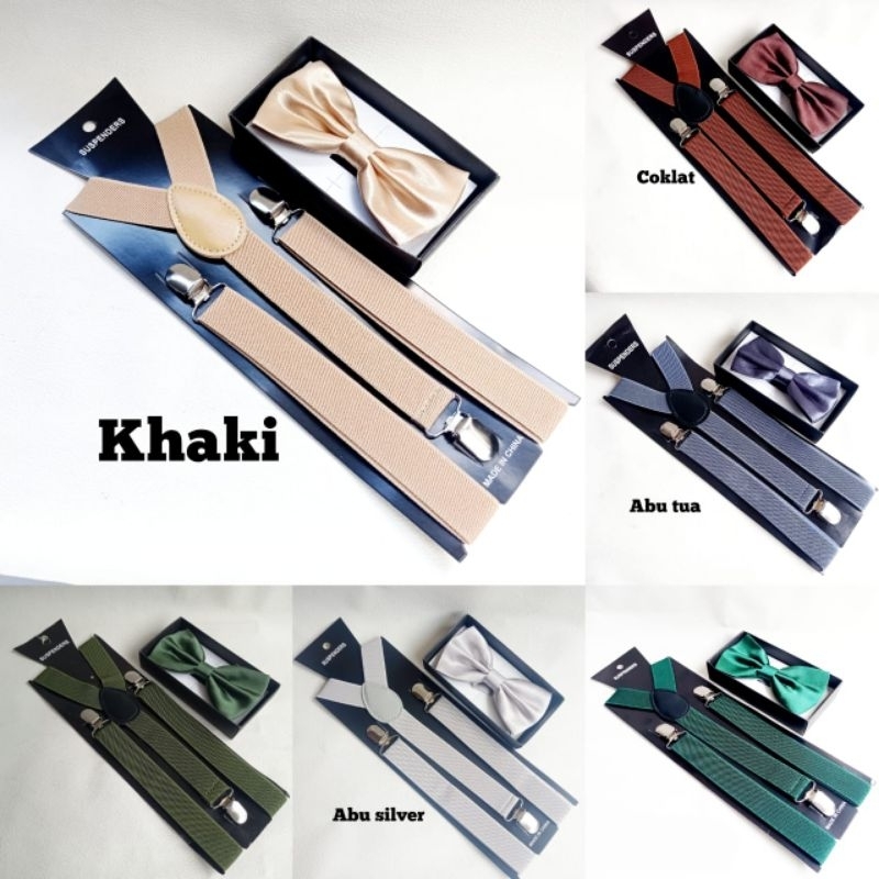 Jual PAKET (1 SET) SUSPENDER DAN DASI KUPU KUPU PRIA WANITA DEWASA