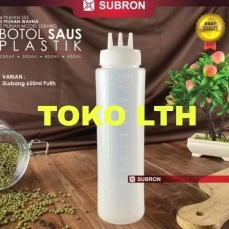 Jual BOTOL SAOS 3 LUBANG 650 ML SUBRON BOTOL SAUS SAMBAL KECAP MINYAK ...