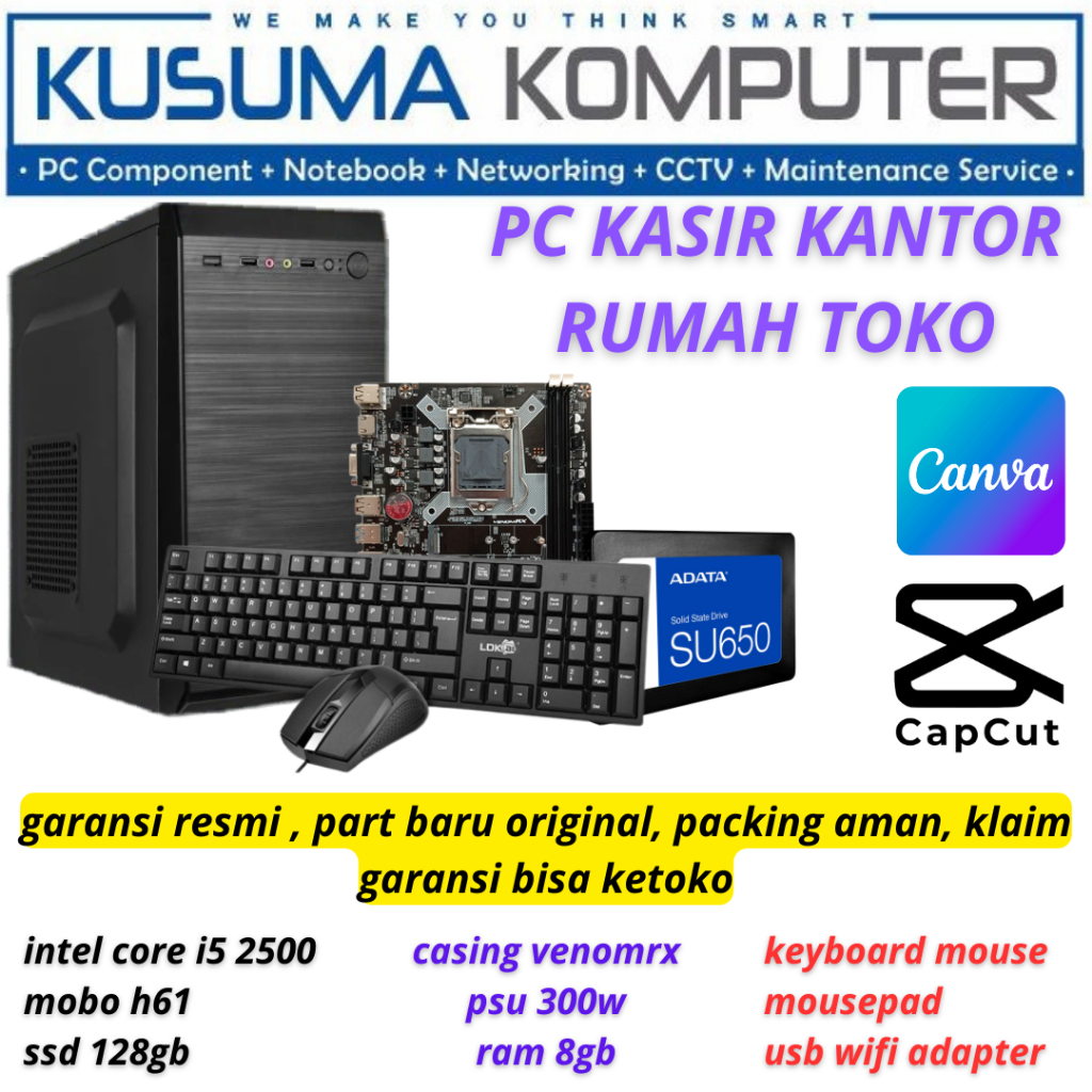 Jual PC Rakitan Komputer Office Kasir intel Core i5 2500 8GB RAM 128GB ...
