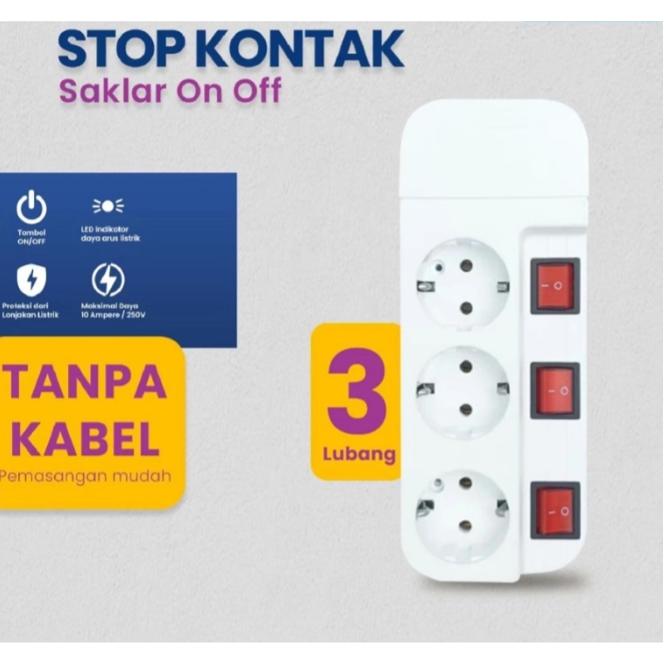 Jual Stop Kontak 3 4 5 Lubang Switch On Off Masing-Masing Stop Kontak ...