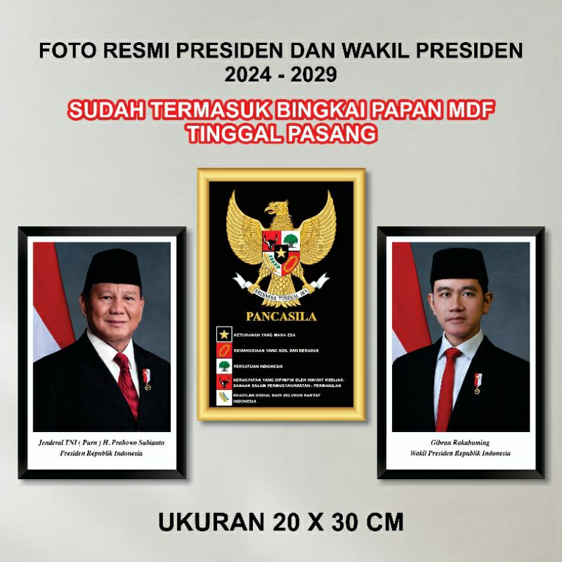 Jual FOTO RESMI PRESIDEN DAN WAKIL PRESIDEN 2024 - 2029 SUDAH TERMASUK