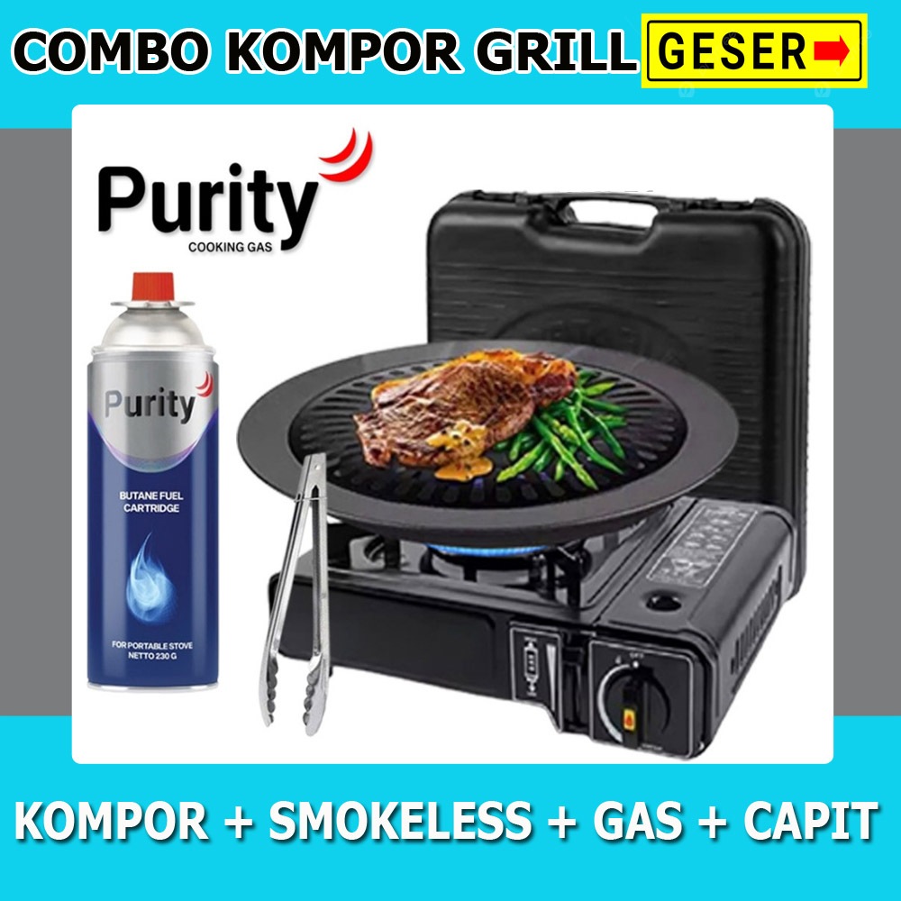 Jual Kompor Portable Plus Barbeque Grill Smokeless 32cm Set Piknik