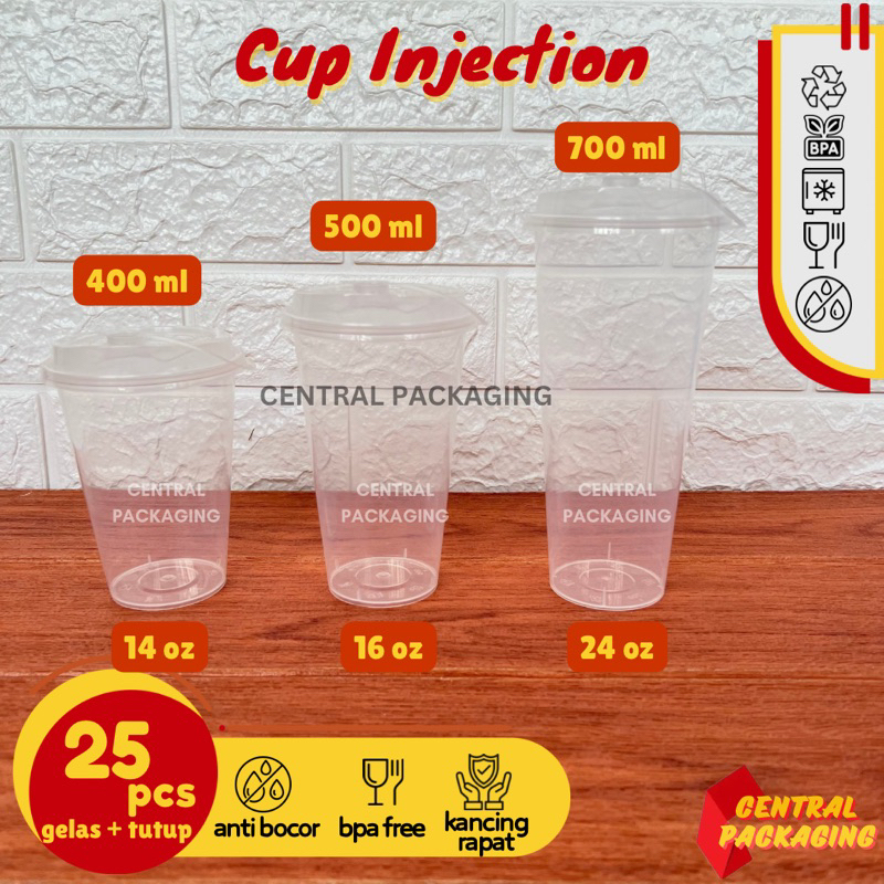 Jual Gelas Thinwall Cup Injection Tebal Bening Transparant 14 16 24 oz ...