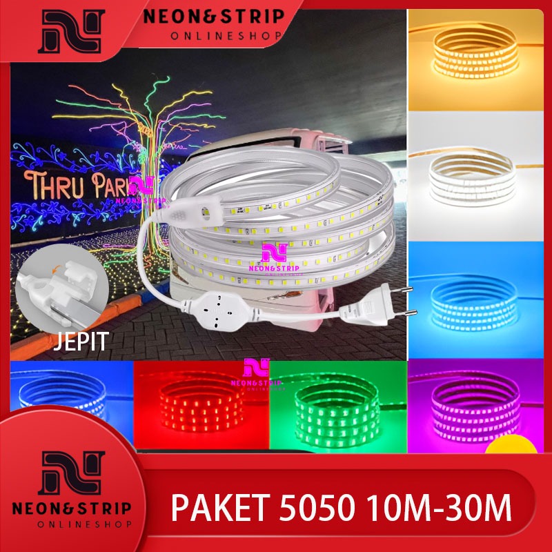 Jual PAKET Lampu Led Strip Selang 5050 10m 20m 30 meter colokan ...