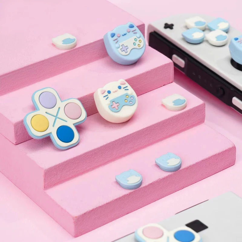 Jual Cute Game Cat Silicone Soft D-pad Cross Button ABXY Key Sticker ...