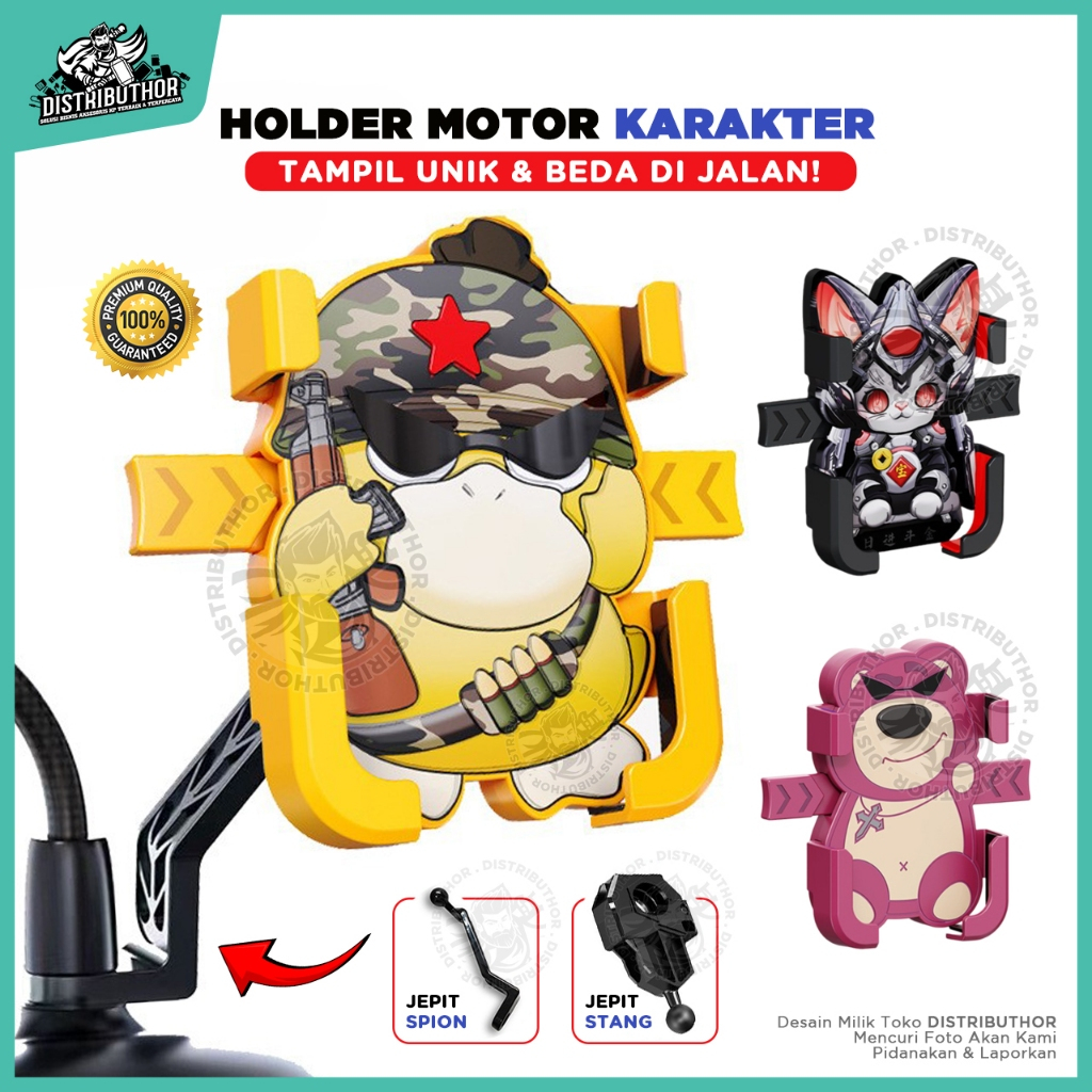Jual Holder Hp Motor Karakter Stang Spion Phone Stand Holder Handphone