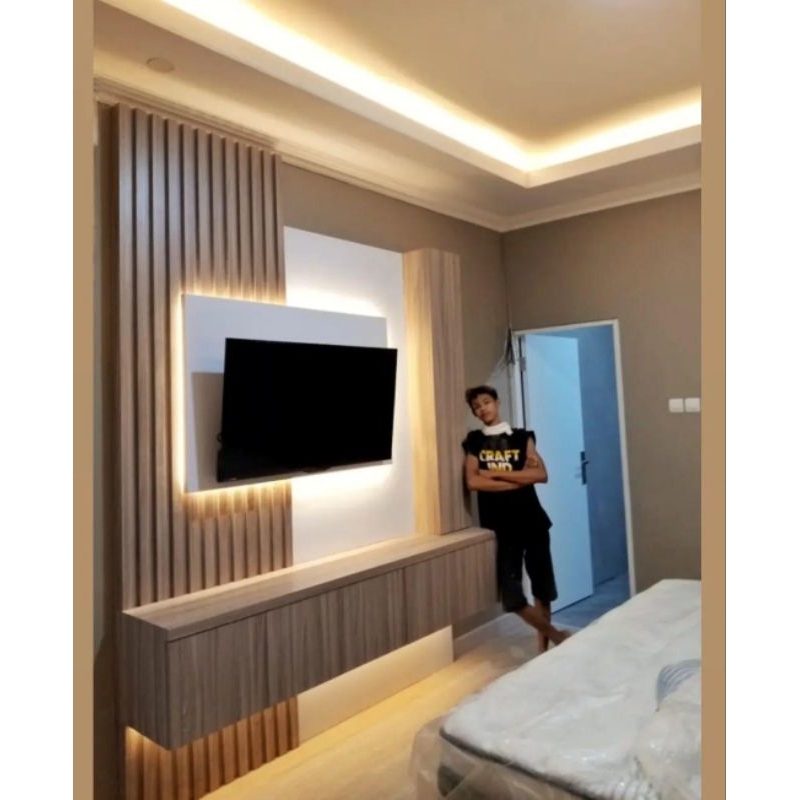 Jual BACKDROP TV | MEJA TV HPL | BUFFET TV CUSTOM | BACKDROP TV MURAH ...