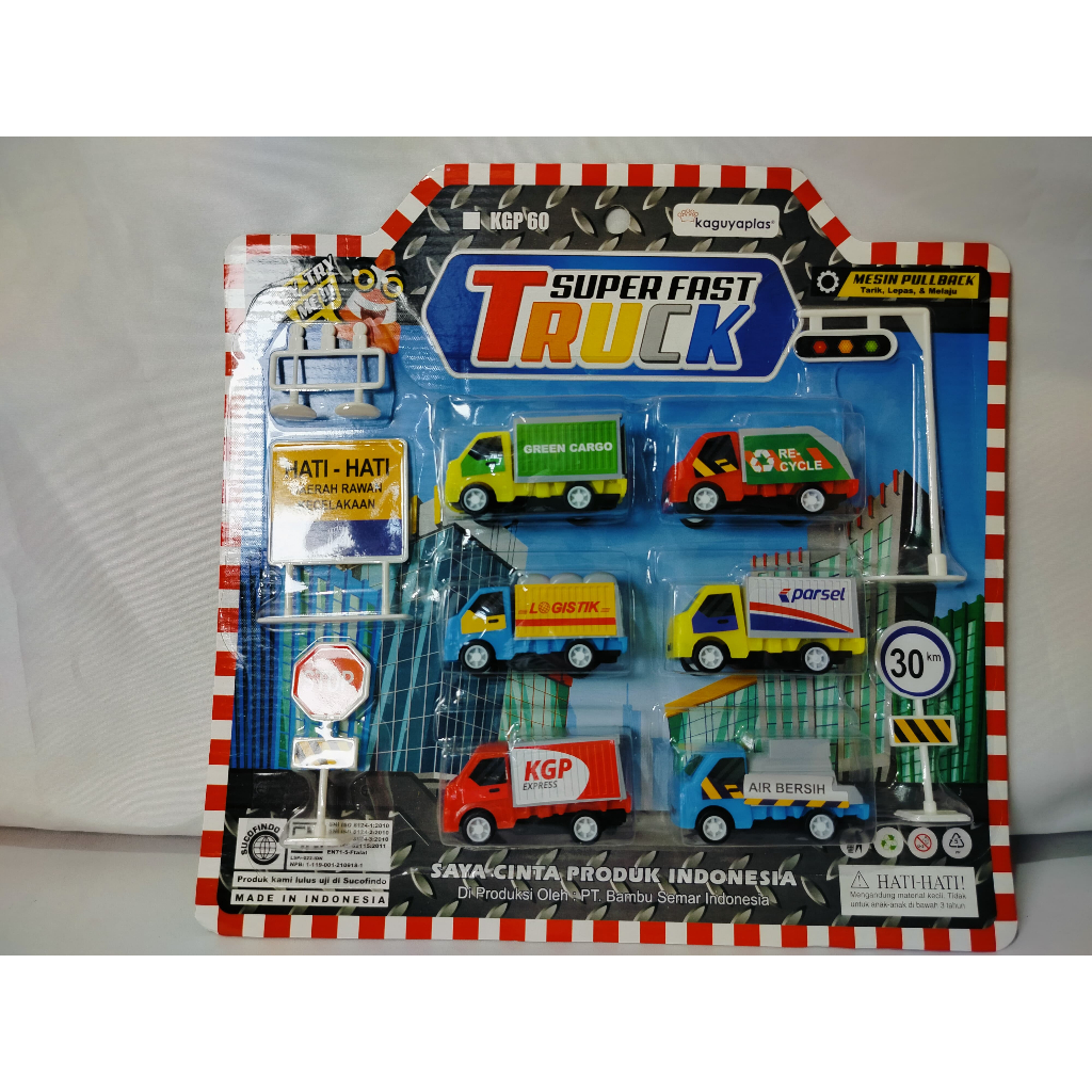 Jual Truk 6 Pcs Pull Back Dan Rambu-rambu Super Fast Truck Mainan Anak ...