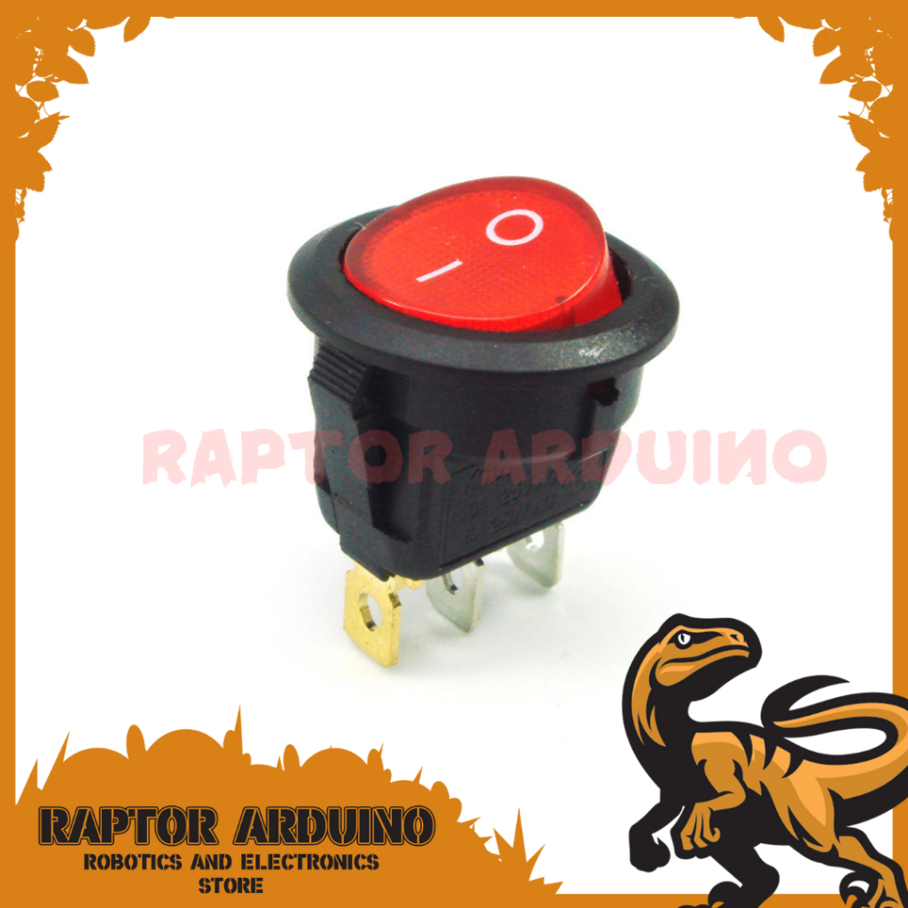 Jual Saklar Red Light ON OFF SPST Round Rocker Switch 6A/250V 10A/125V ...