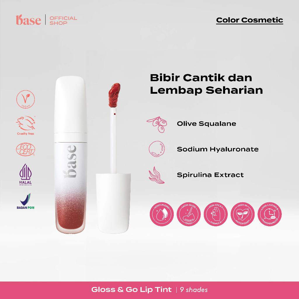 Jual BASE Gloss & Go Lip Tint Vegan Formula Ringan Hydrating ...