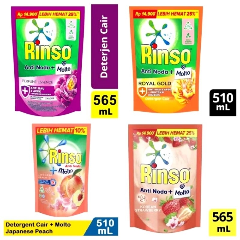 Jual RINSO MOLTO DETERGEN CAIR LIQUID DETERJEN 510ML ALL VARIAN ...