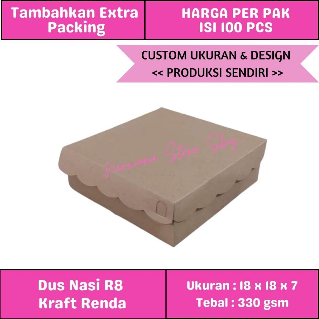 Jual (100 Pcs) Dus Nasi R8 Kraft Renda Polos | Box Kotak Nasi Dus Kue ...