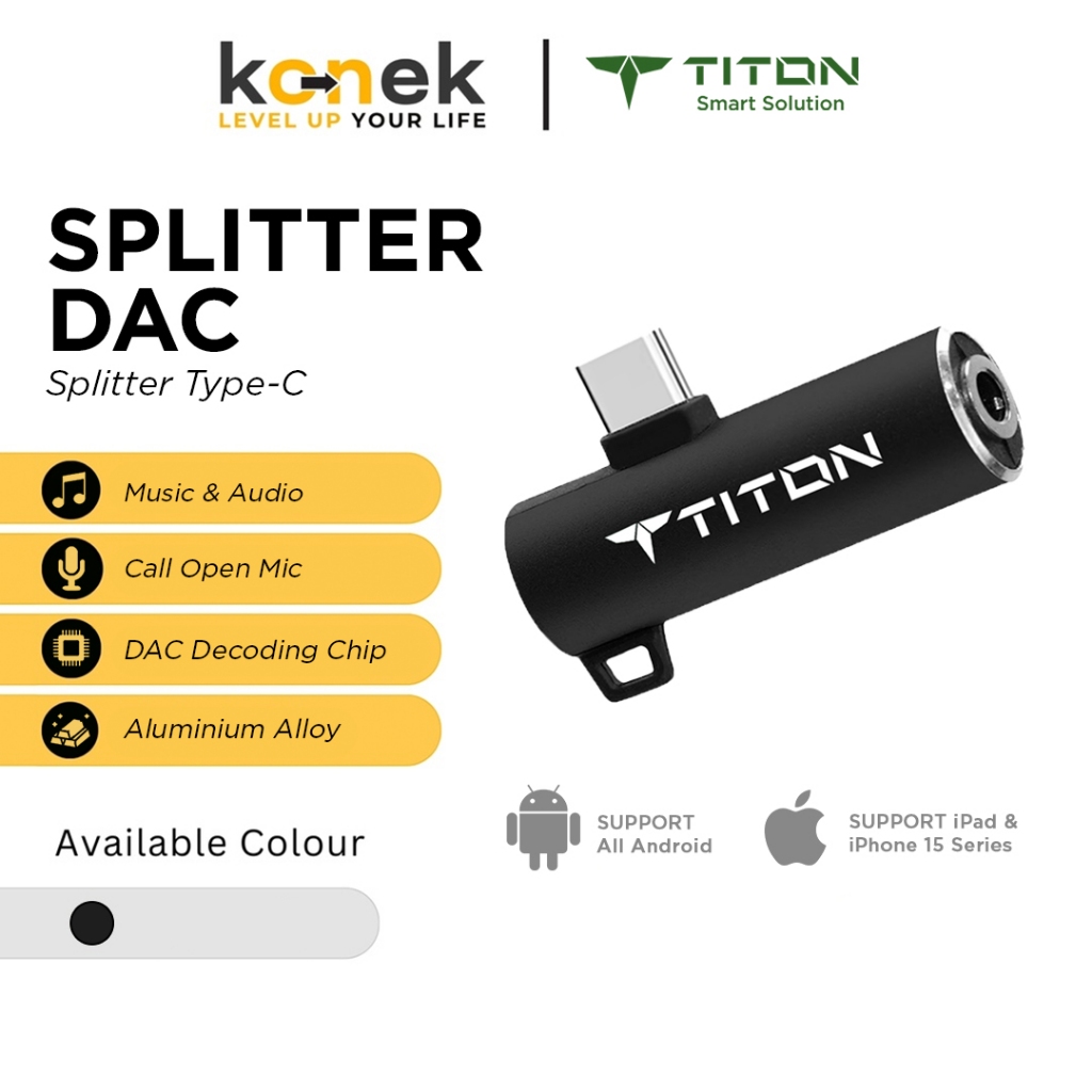 Jual Titon Splitter Type C DAC Converter Jack 3.5mm Audio All Android ...