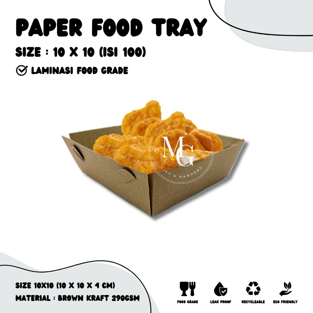 Jual [Ready Stock] [ISI 100] Food Tray Size 10x10 Food Grade / Tray ...