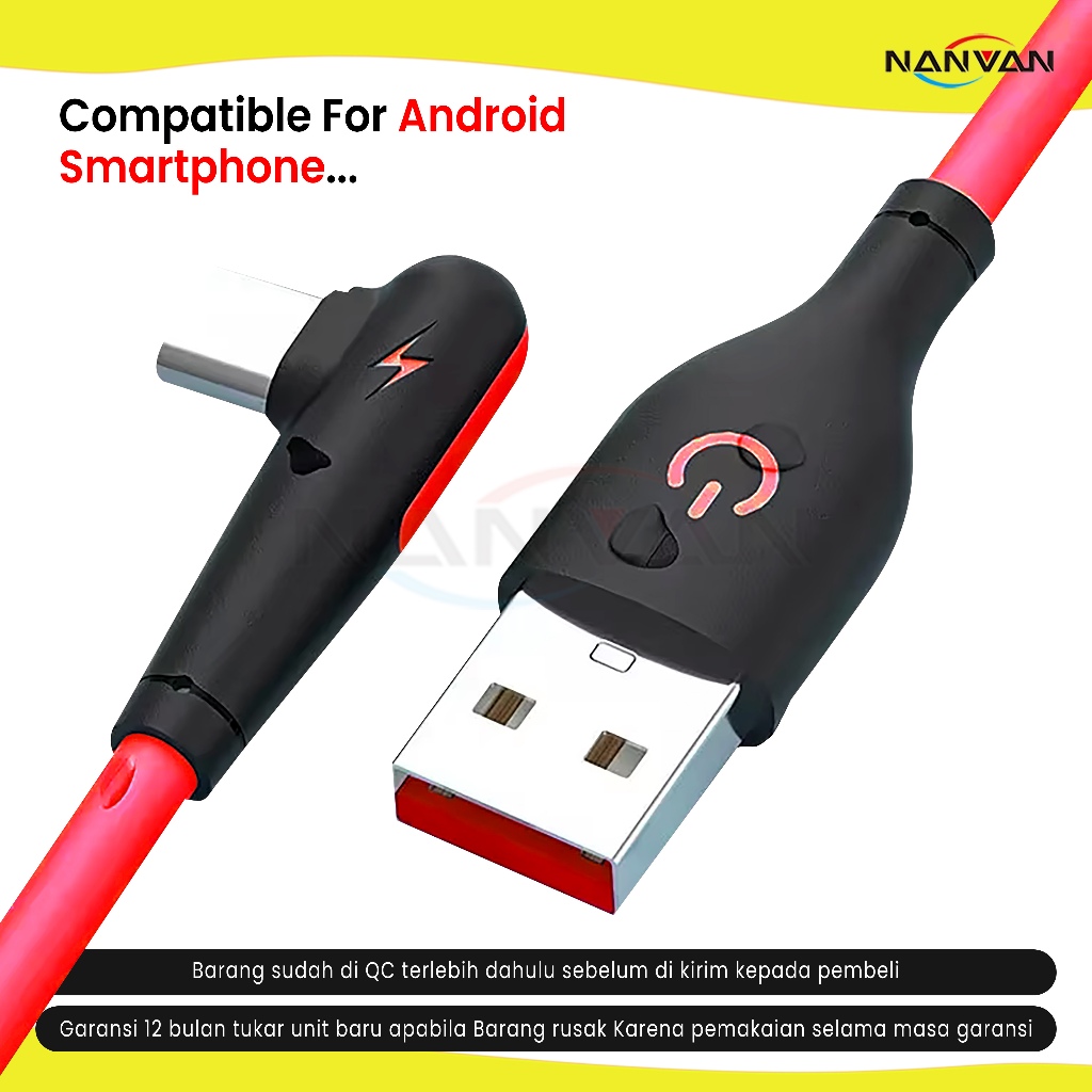 Jual NANVAN NVN-KD52 Kabel Data Charger Gaming L Siku Nylon Usb Micro ...