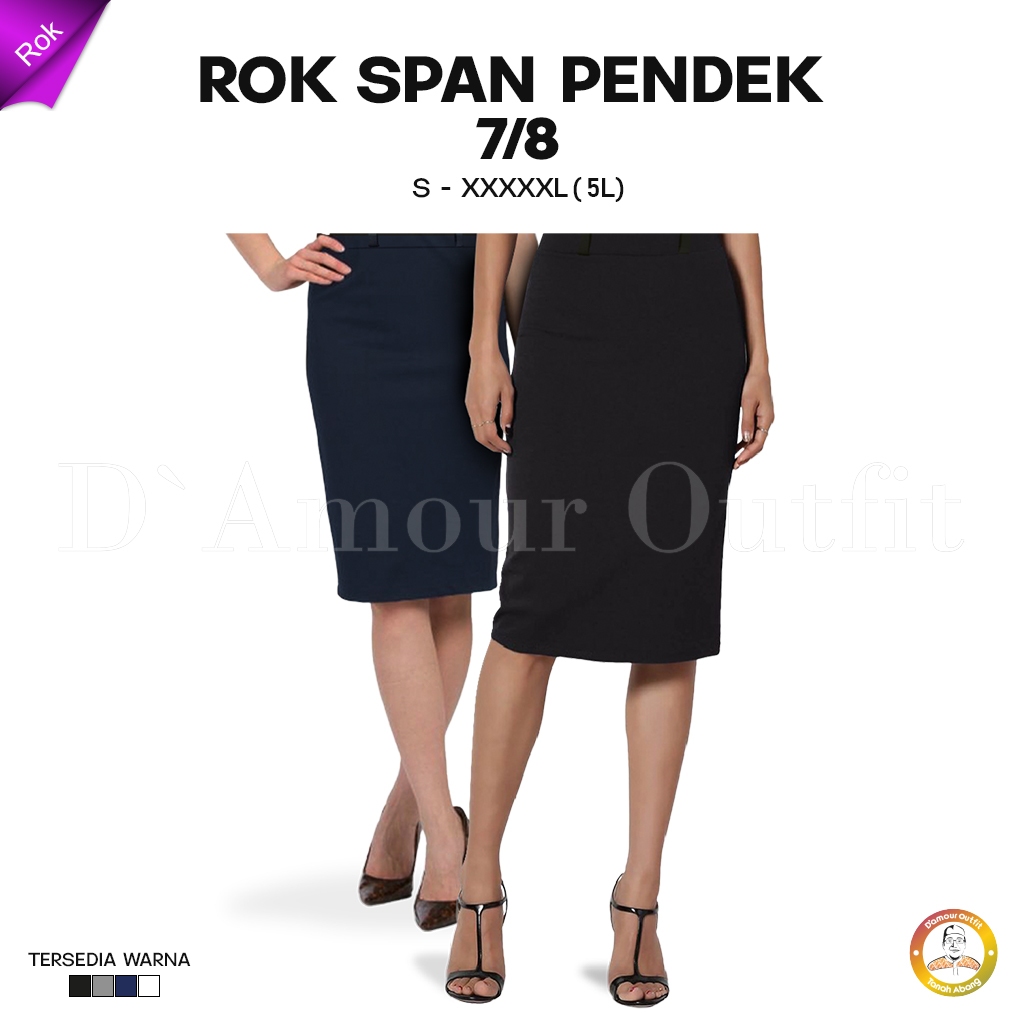 Jual Rok Span Pendek 7/8 Wanita Formal Androk Pakaian Kantoran Mini ...