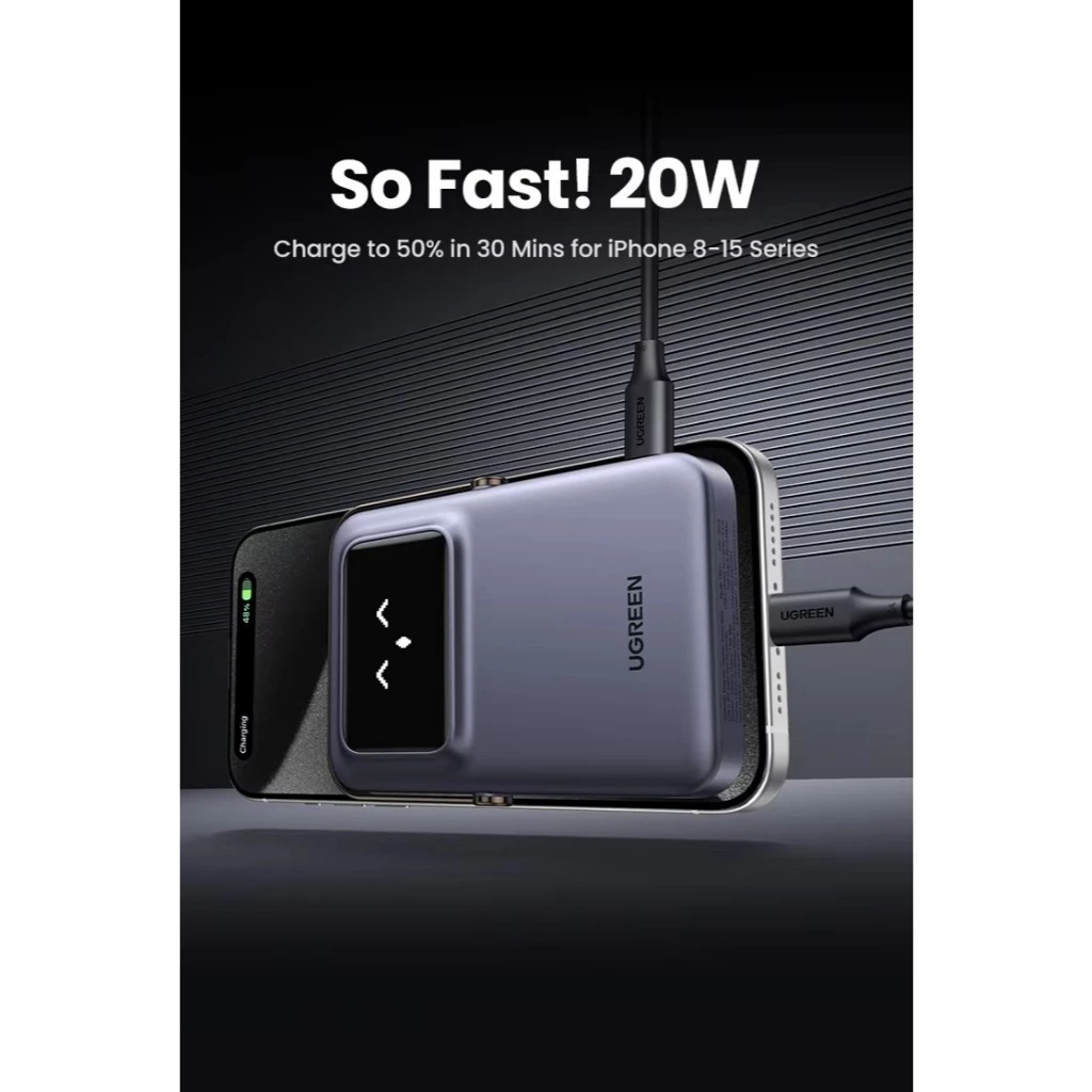 UGREEN UNO Robot Power Bank 5.000mAh Magsafe Wireless PD Fast Charging 20W With Stand 35605B