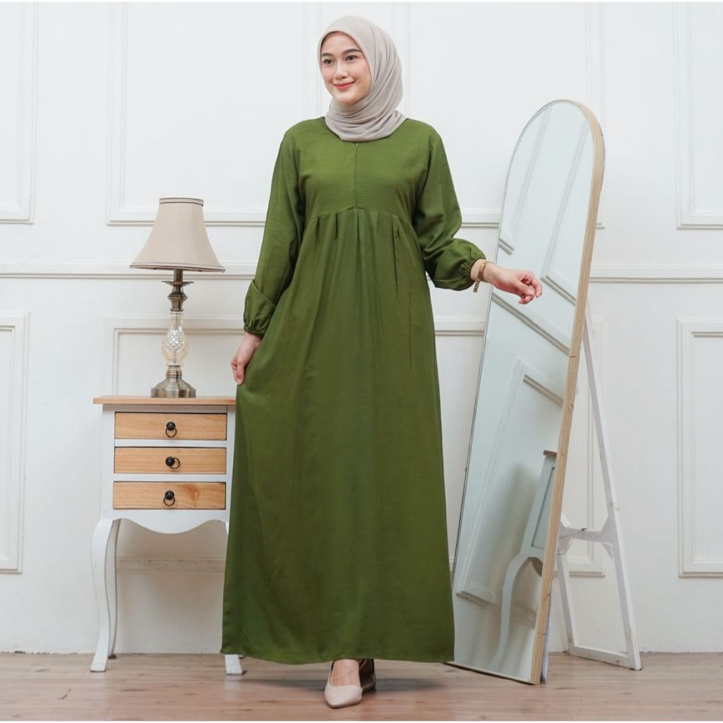 Jual Gamis Rempel Polos Dress Kekinian Rayon Premium Busui Frendly Bisa ...