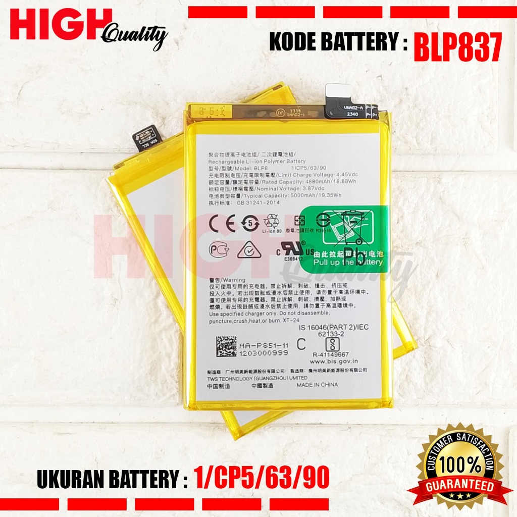 Batteria Originale Per Realme 9 Pro Plus – Modello BLP837, Compatibile Con RMX3392 E RMX3393, Zero Cicli E Lunga Durata
