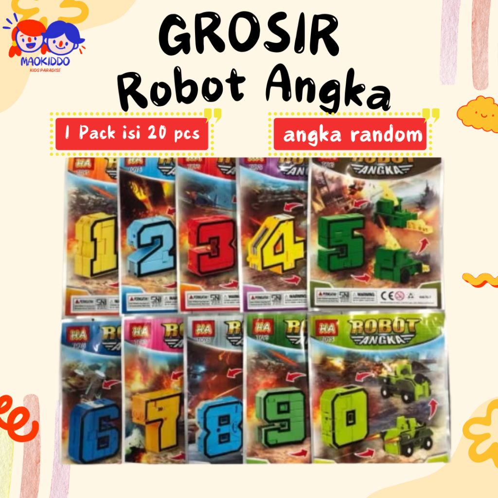 Jual Mainan Robot Angka Merakit Harga Grosir 1 pack isi 20 pcs | Shopee ...