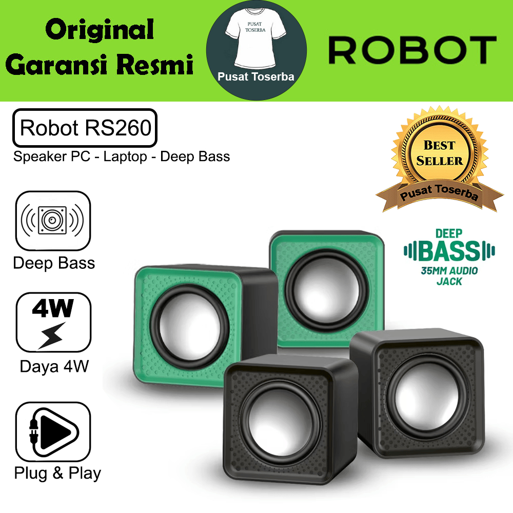 Jual Speaker Robot RS260 Deep Bass Portable Music for Gaming PC- Laptop ...