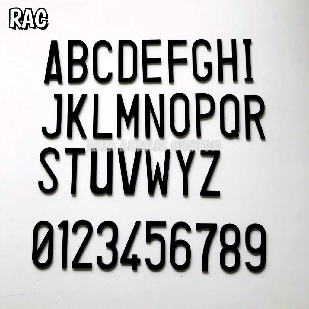 Jual RAC Huruf / Angka font baru timbul akrilik 2mm +lem 3M Tinggi 7cm ...
