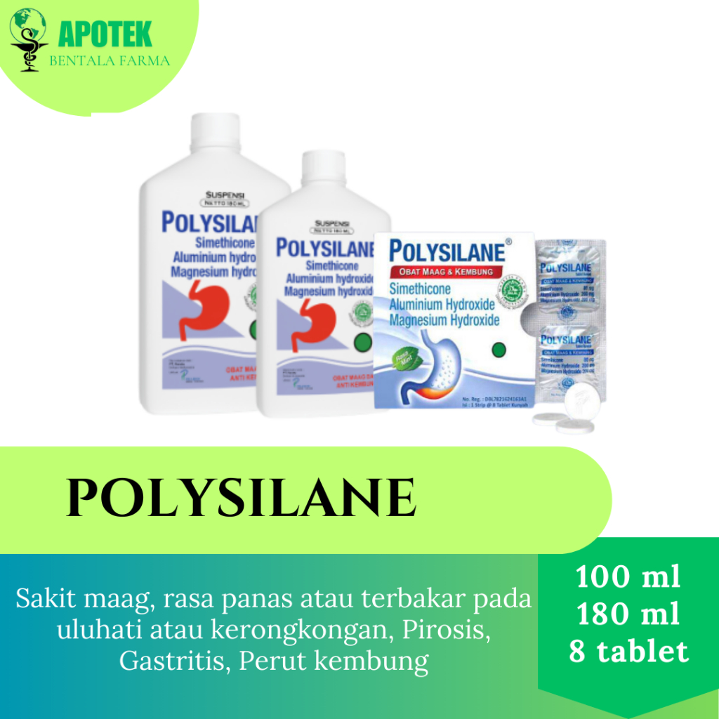 Jual Polysilane isi 8 Tablet Kunyah Suspensi 100ml 180ml | Shopee Indonesia