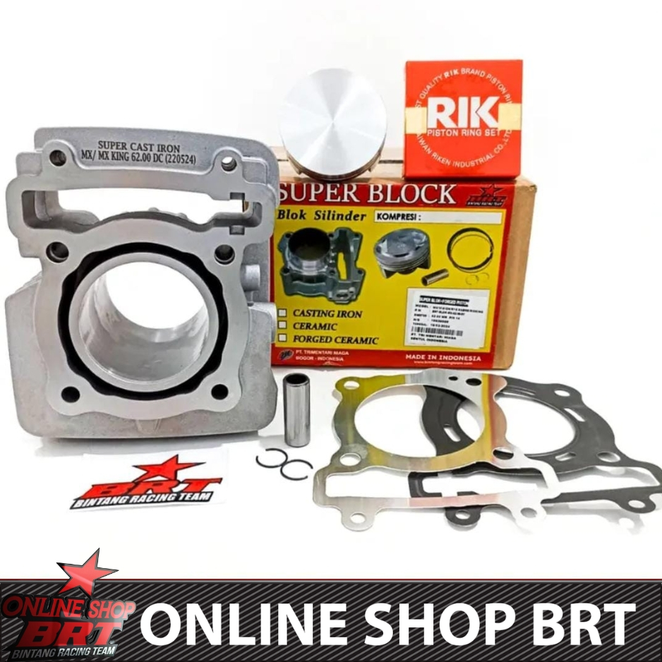 Jual BLOK SET PISTON CAST IRON DOUBLE COOLER 62 mm BRT JUPITER MX MX ...