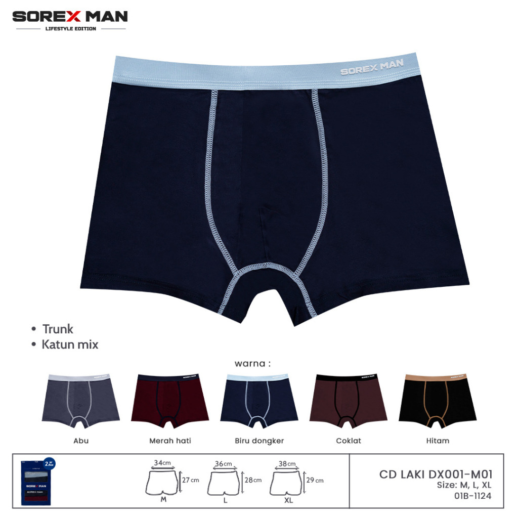 Jual (2 PCS) Sorex Man Boxer Lifestyle Trunk CD Pria Katun Mix CD LK ...