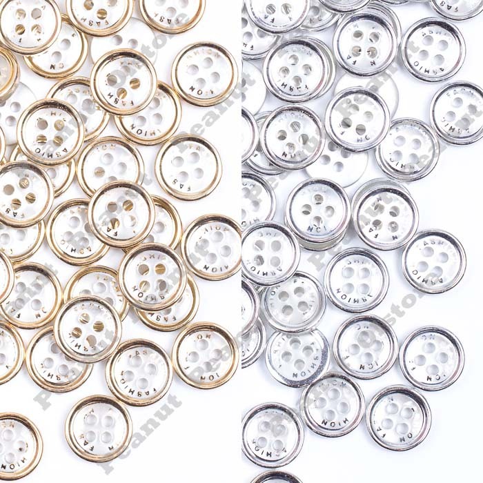 Jual ( 6 biji ) Kancing 1,1cm UV fashion ( emas / gold, perak / silver ...