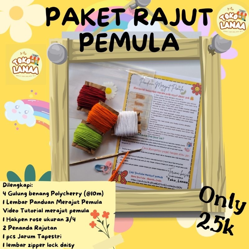 Jual Paket Rajut Pemula Lengkap dengan Panduan Merajut dan Tutorial ...