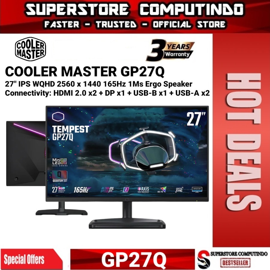 Jual Monitor LED Cooler Master Tempest GP27Q 27" 2K WQHD 165Hz 1ms HDMI ...