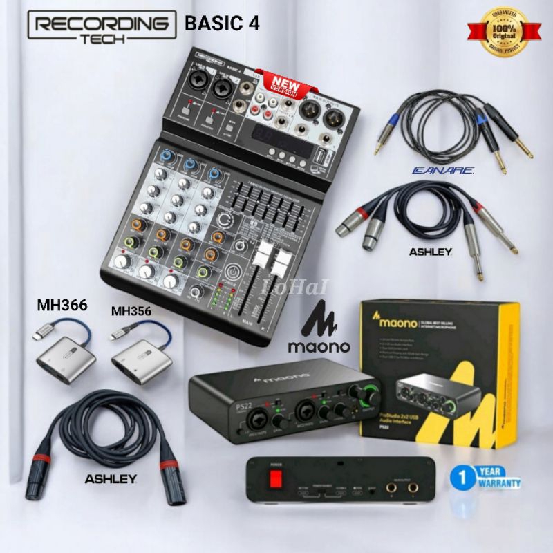 Jual Paket Mixer Recording Tech Basic 4 New Maono PS22 Audio Interface ...