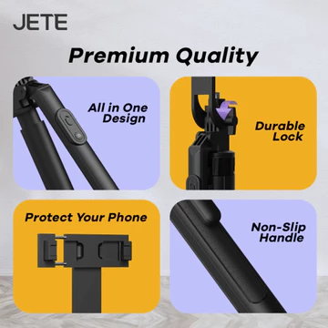 Jete H15 Multifungsi Tripod Tongsis Bluetooth Remote Selfie Stick 1.8M Rotasi 360° Bahan Metal