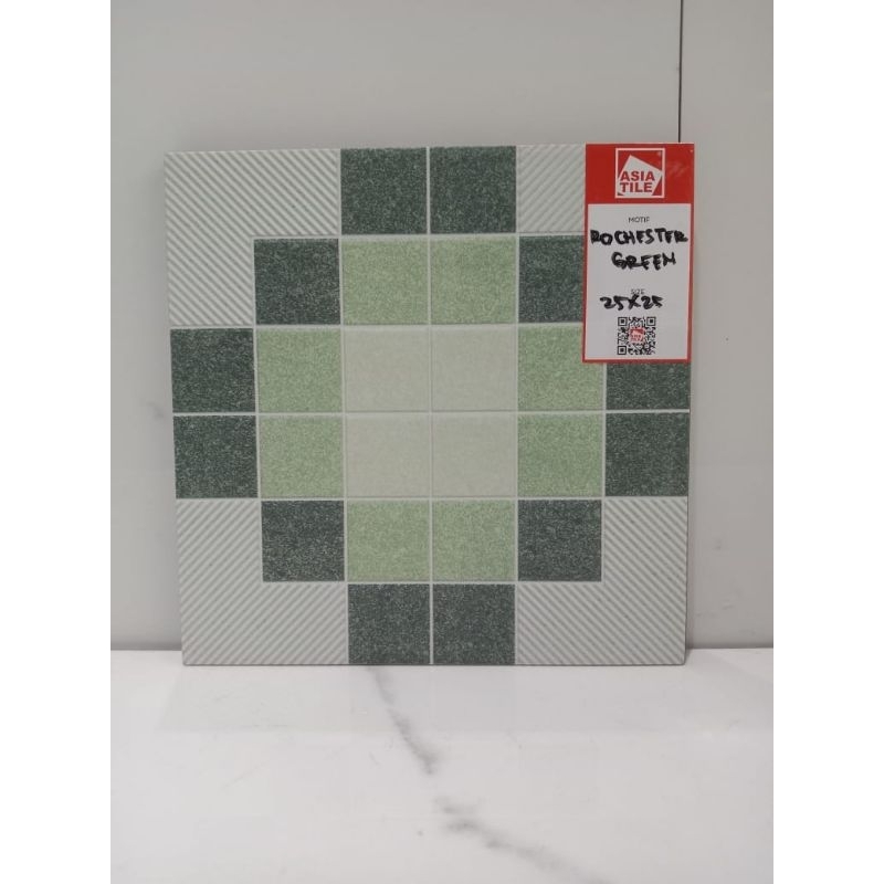 Jual keramik asia tile 25x25 Rochester Green kualitas A | Shopee Indonesia