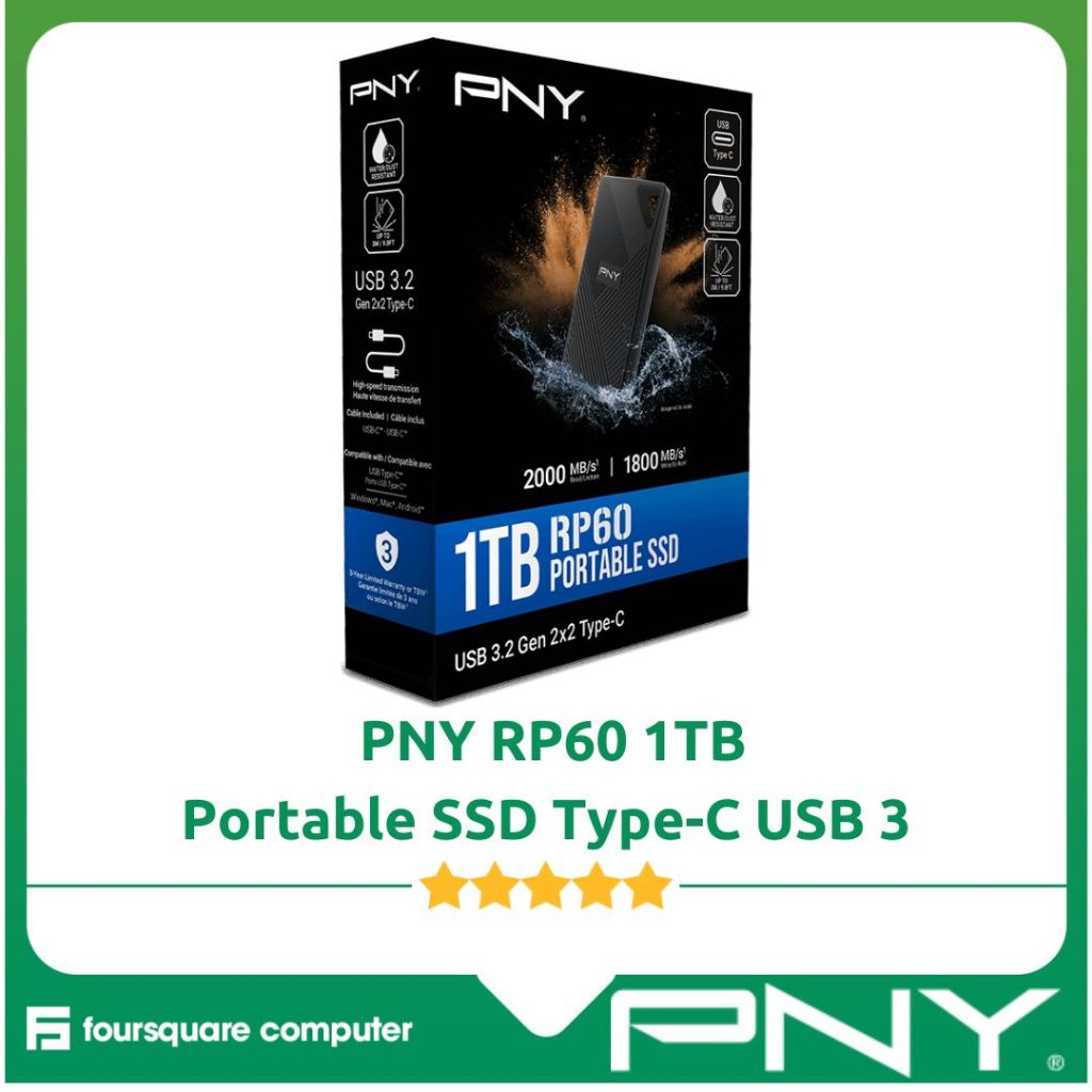 Jual PNY RP60 1TB Portable SSD USB3 Type C Gen 2 | Shopee Indonesia